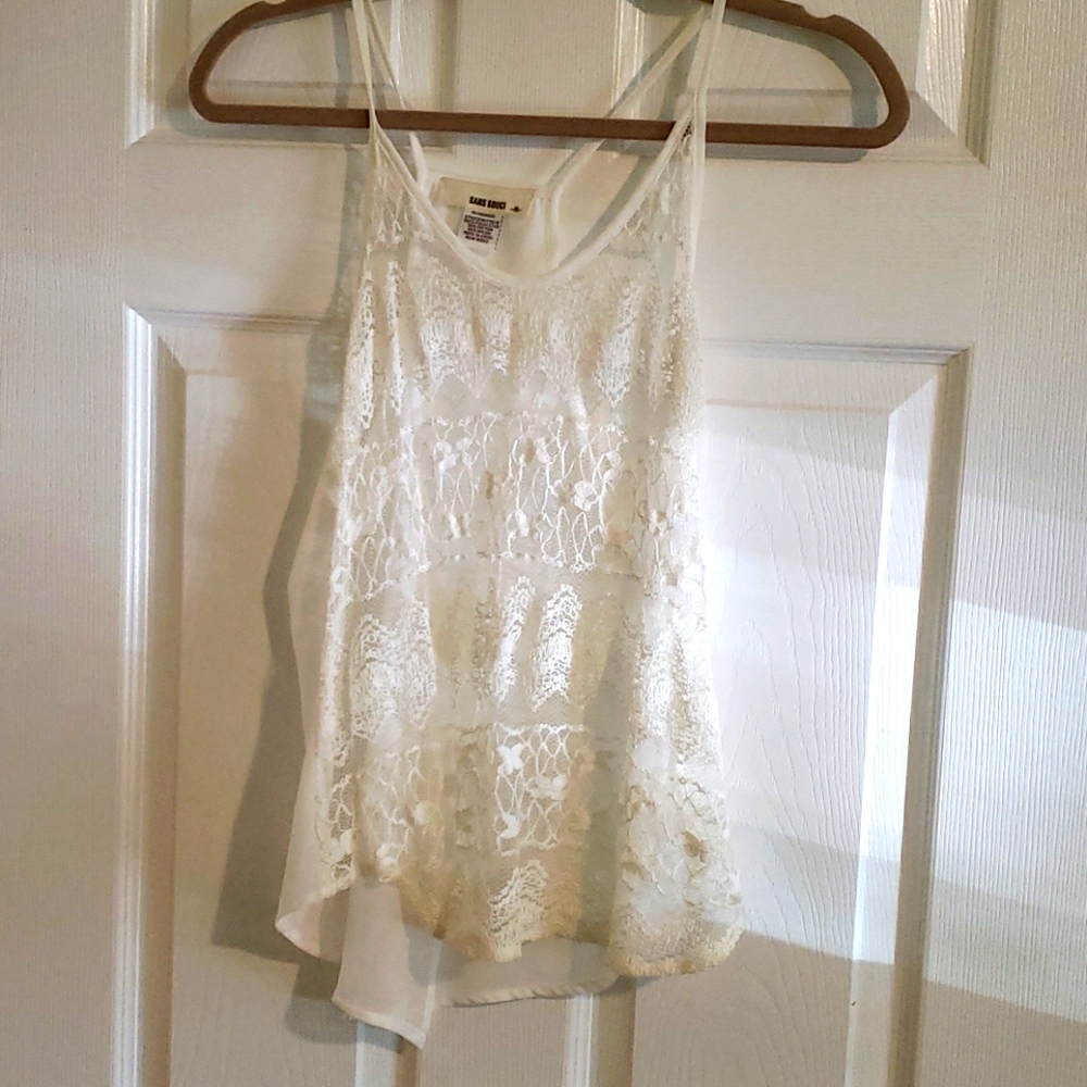 White lacy sheer white tank